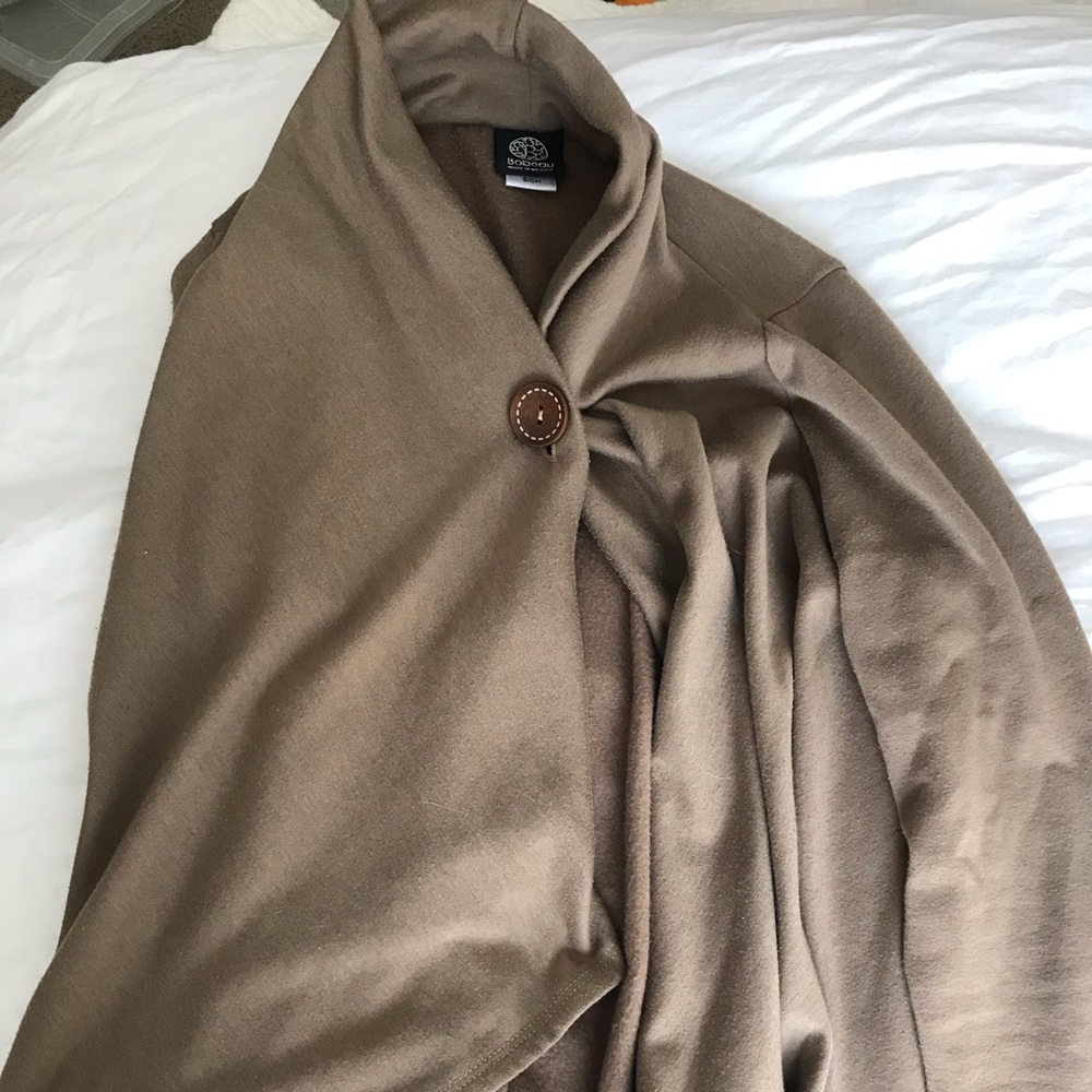 Bobeau Drapey Cardigan Brown Size S